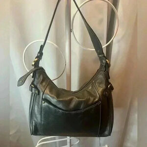 Gray silver  Leather Shoulder Bag